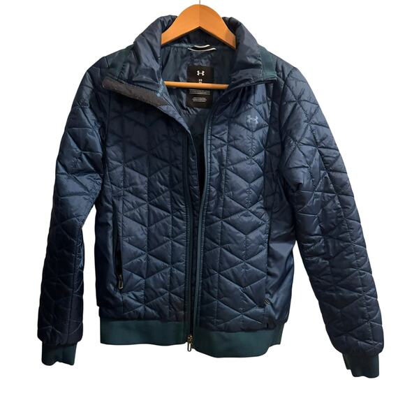Under Armour XS ColdGear Reactor Jacket Blue Quilted Zip Up Activewear - Picture 9 of 9